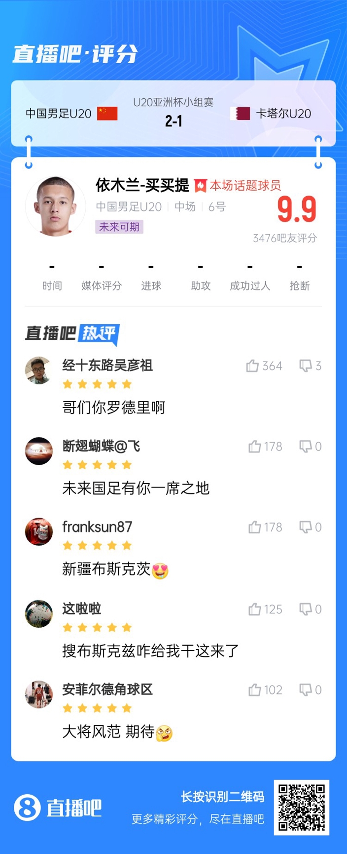  依木蘭+陳澤仕泰山中場連線！19歲依木蘭獲封：新疆布斯克茨！
