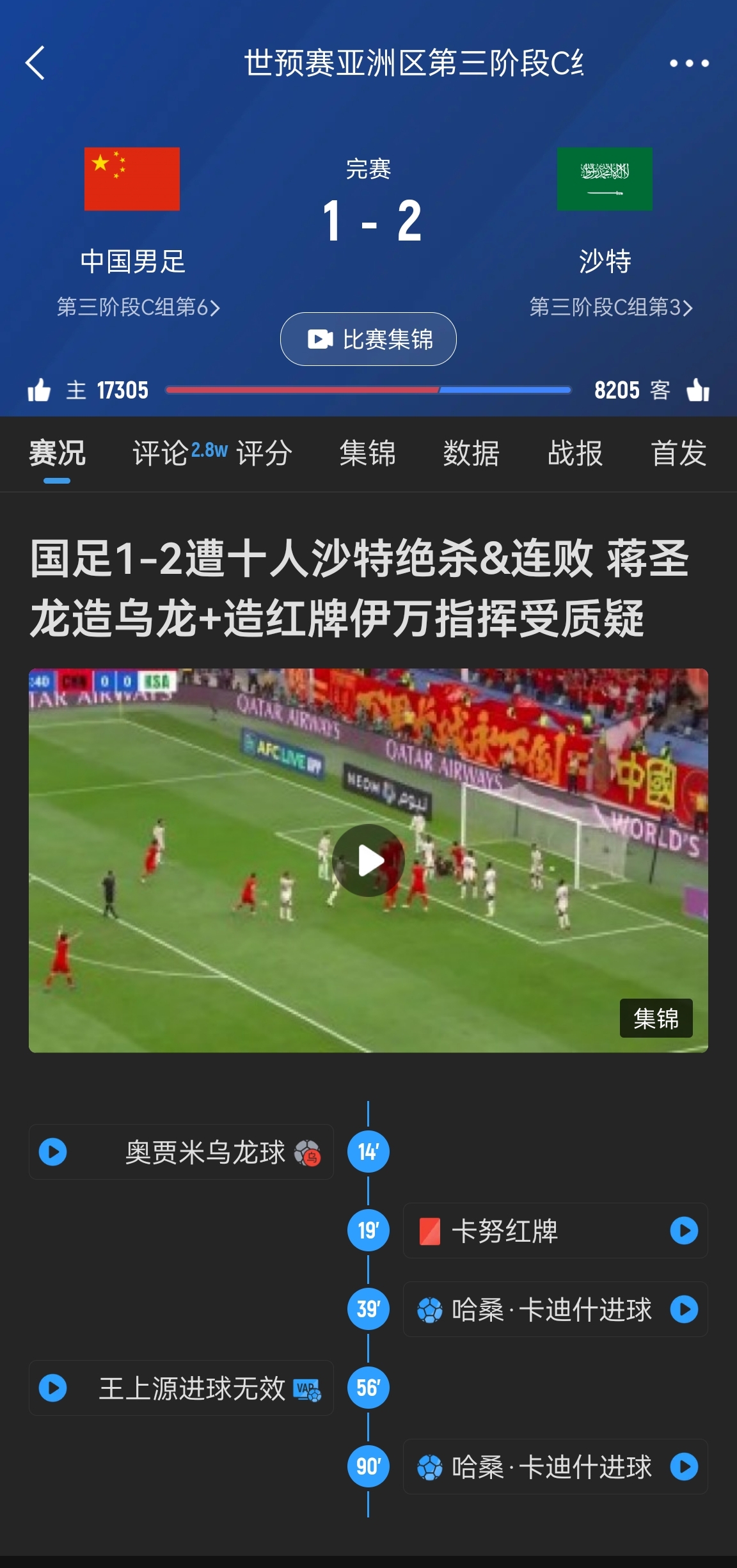  今天什么劇本？首戰(zhàn)沙特也是半場紅牌+蔣光太傷退，最后國足被翻